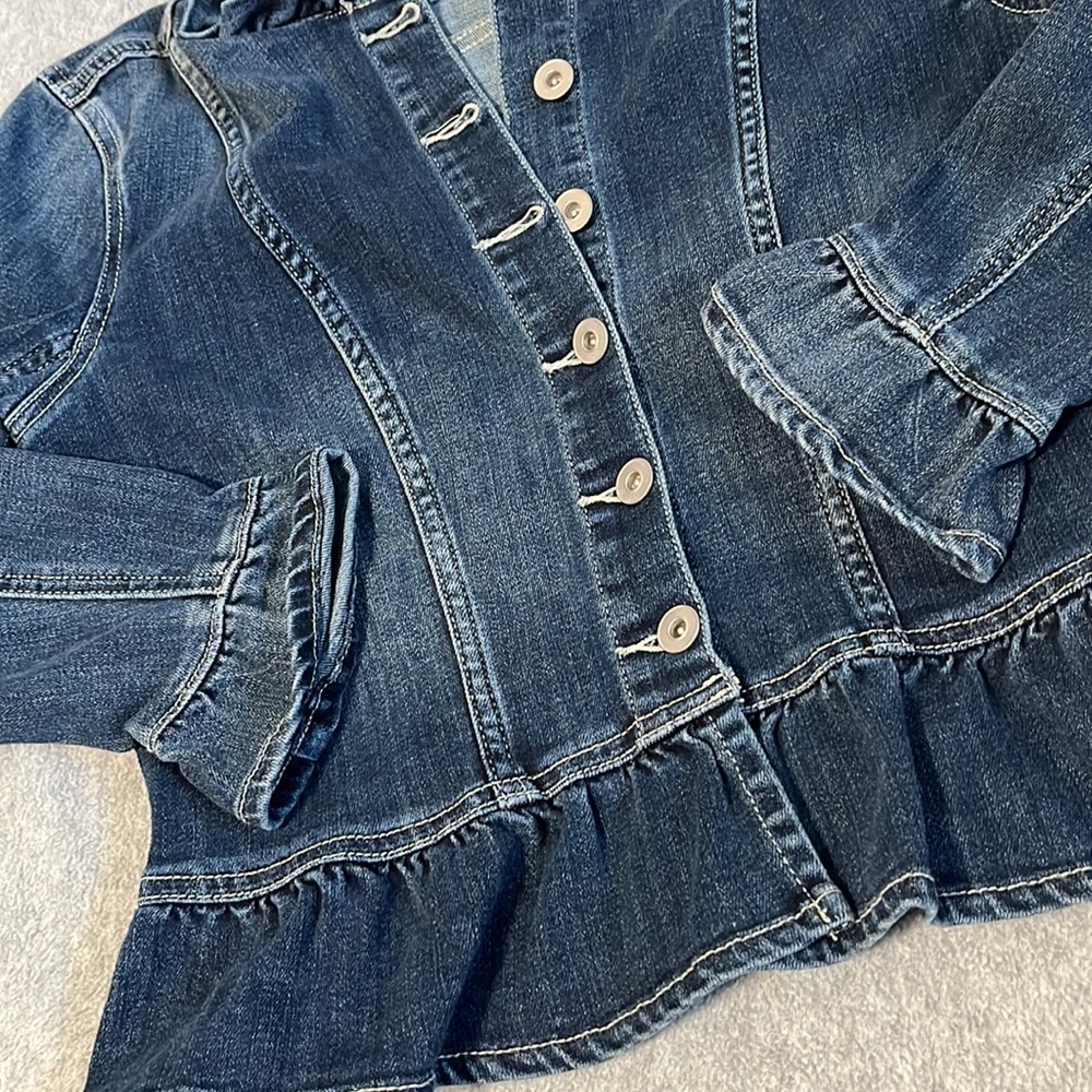 Cece Denim Jacket Small Coquette Preppy Academia Cottagecore Ruffle Preppy - Picture 5 of 9